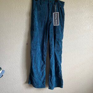 Juniors Blue Corduroy Low Rise Cargo Pants NWT